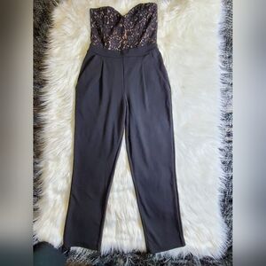 Express Strapless Elegant Black Lace Jumpsuit